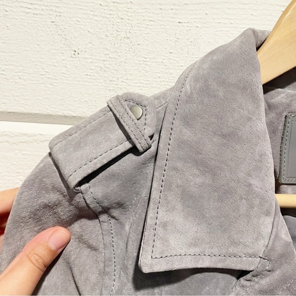 Blank NYC Cloud Grey Suede Leather Moto Biker Jacket Size Medium - Picture 14 of 17